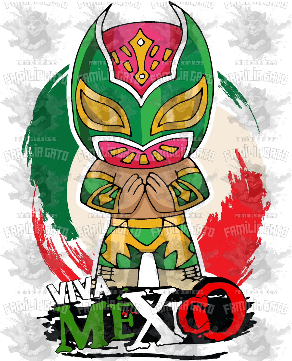 Luchador Viva Mexico DTF Transfer