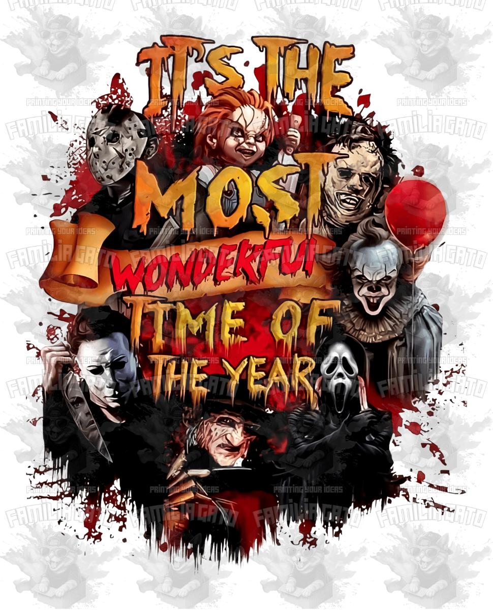 It's The Most Wonderful Time of the Year Halloween Horror Characters DTF Transfer