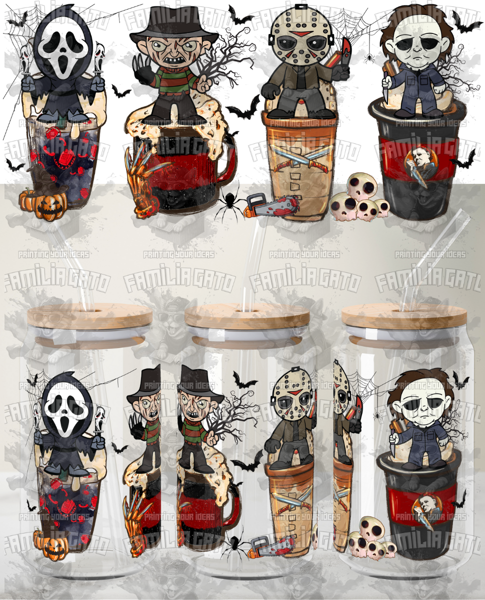 Halloween Horror Characters Killer Coffee UVDTF Wrap