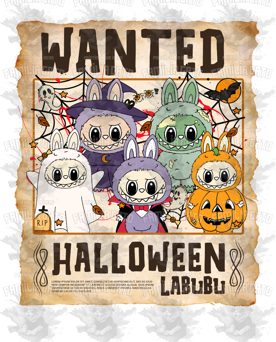 Labubu WANTED Halloween DTF Transfer #20