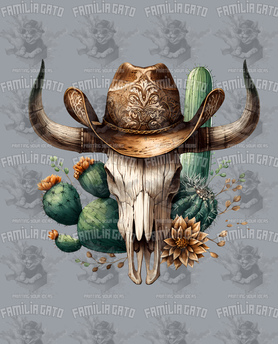 Western Bull/Cow Skull #13 DTF Transfer