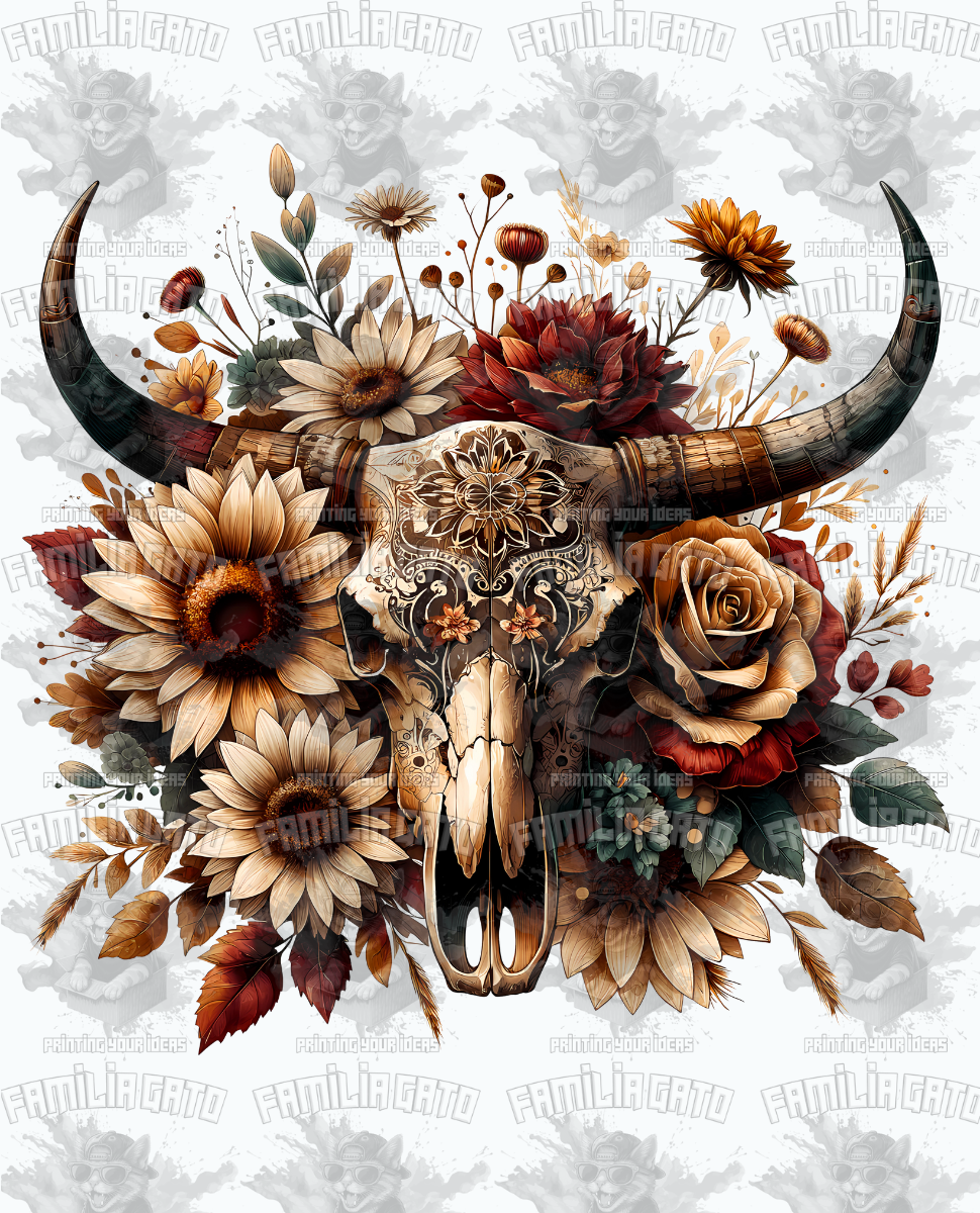 Western Bull/Cow Skull #27 DTF Transfer