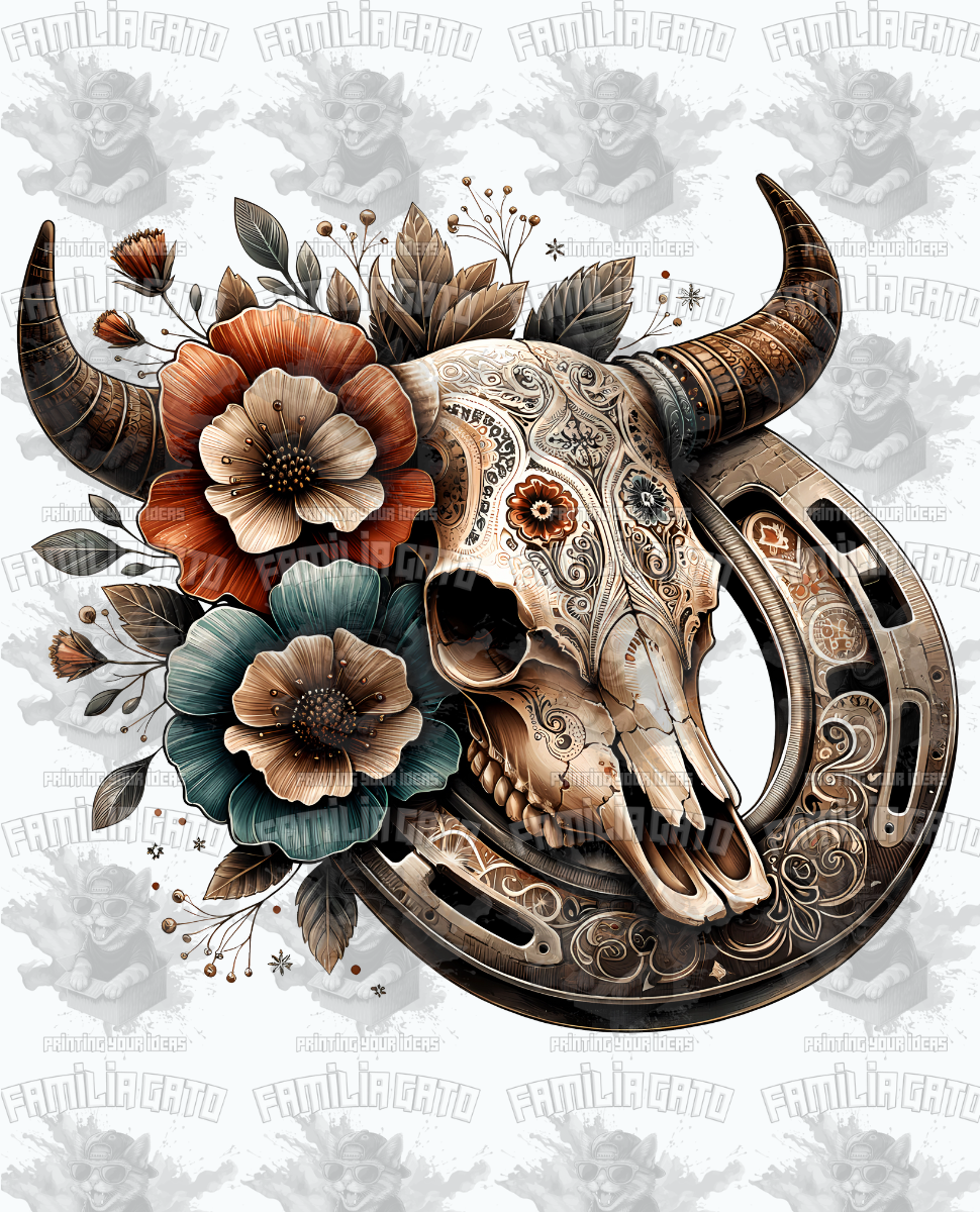 Western Bull/Cow Skull #28 DTF Transfer