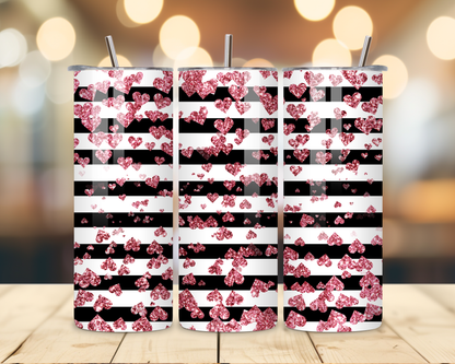 Valentine's Day - Striped Designs - 20 Oz Stainless Steel Tumbler