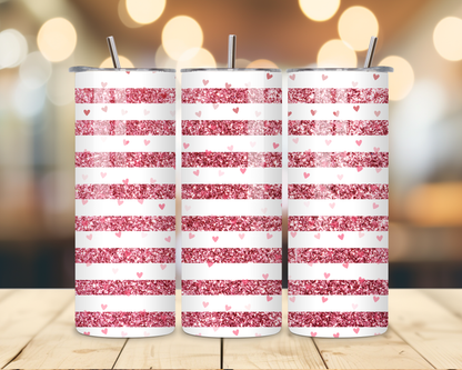 Valentine's Day - Striped Designs - 20 Oz Stainless Steel Tumbler