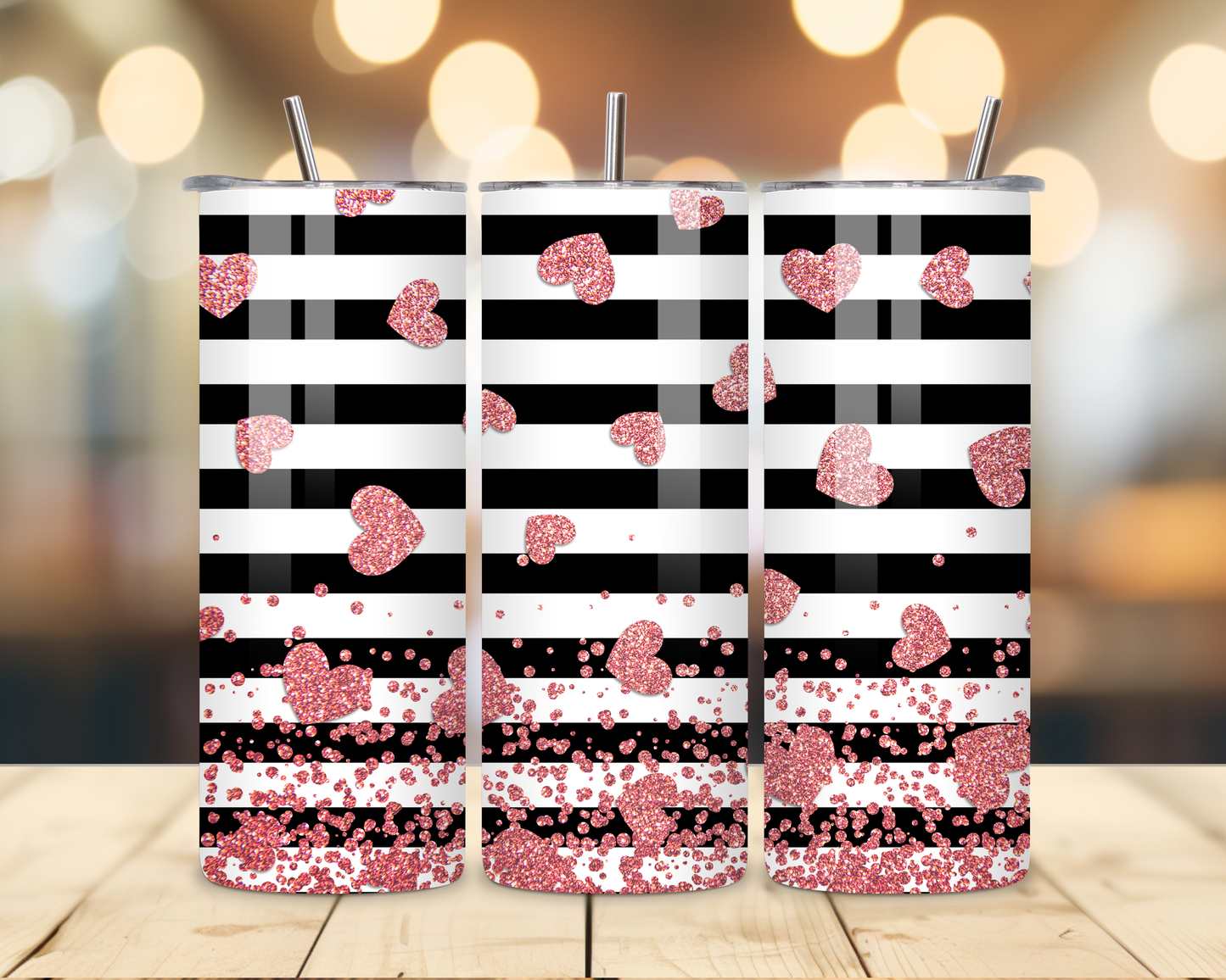 Valentine's Day - Striped Designs - 20 Oz Stainless Steel Tumbler
