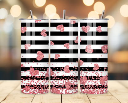Valentine's Day - Striped Designs - 20 Oz Stainless Steel Tumbler