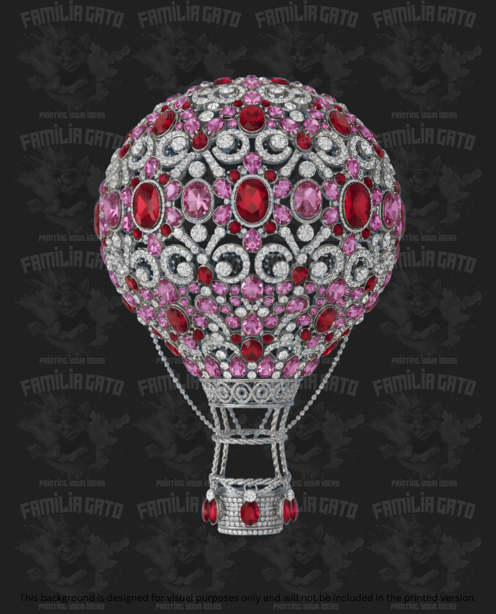 Valentine's Day - Rhinestone Pink Hot Air Balloon DTF Transfer