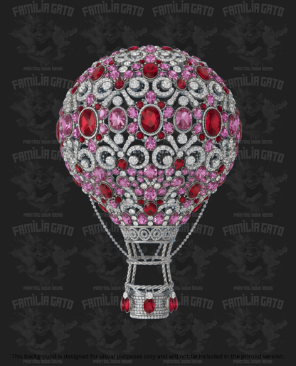 Valentine's Day - Rhinestone Pink Hot Air Balloon DTF Transfer