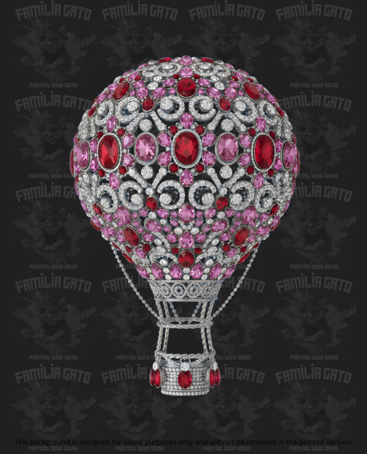 Valentine's Day - Rhinestone Pink Hot Air Balloon DTF Transfer