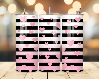 Valentine's Day - Striped Designs - 20 Oz Stainless Steel Tumbler