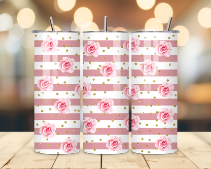 Valentine's Day - Striped Designs - 20 Oz Stainless Steel Tumbler