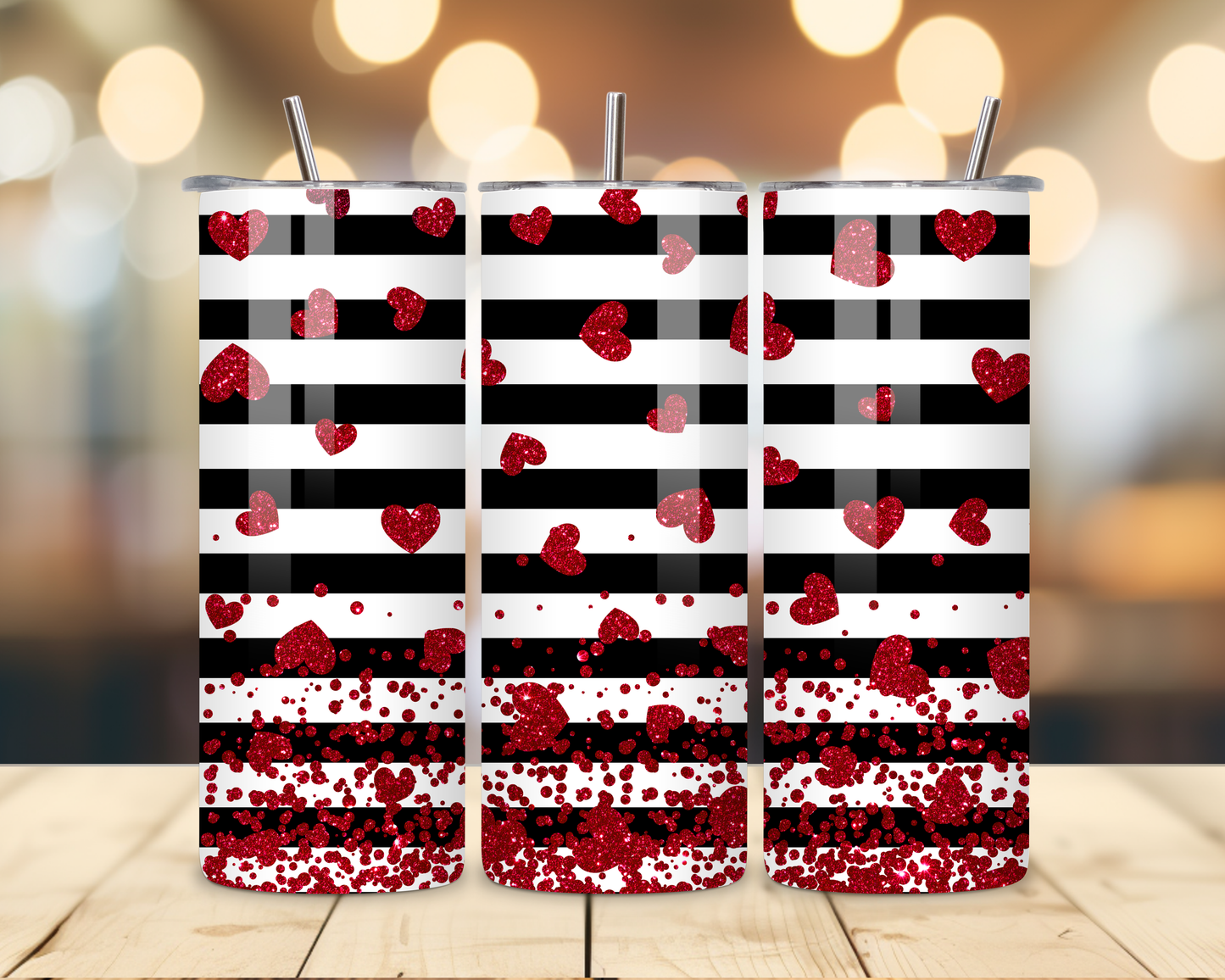 Valentine's Day - Striped Designs - 20 Oz Stainless Steel Tumbler