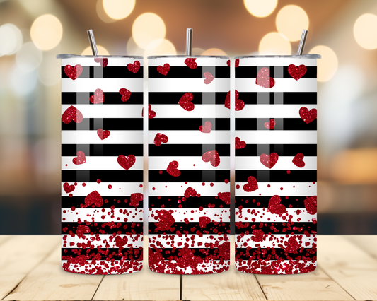 Valentine's Day - Striped Designs - 20 Oz Stainless Steel Tumbler
