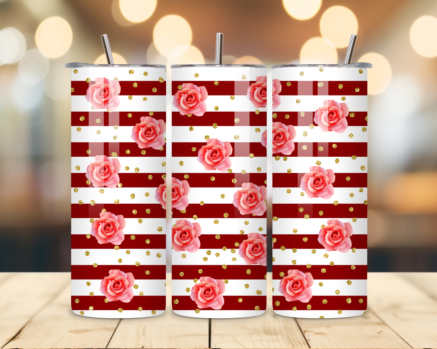 Valentine's Day - Striped Designs - 20 Oz Stainless Steel Tumbler