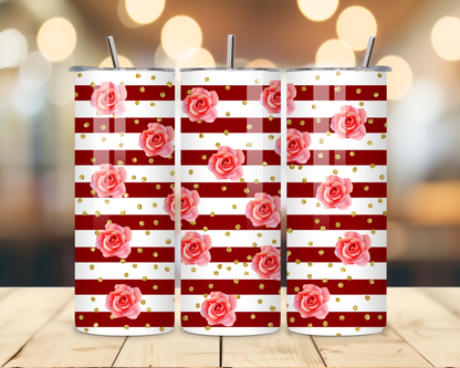 Valentine's Day - Striped Designs - 20 Oz Stainless Steel Tumbler