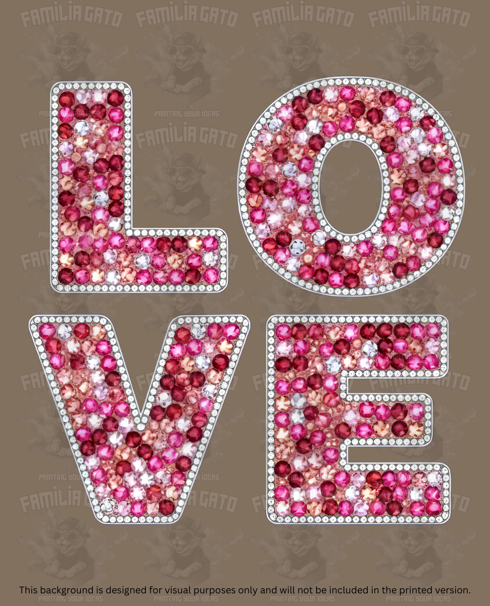 Valentine's Day - Rhinestone Pink Love DTF Transfer