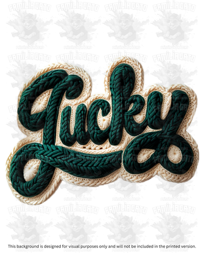 St. Patrick's Day Faux Yarn Lucky #2 DTF Transfer