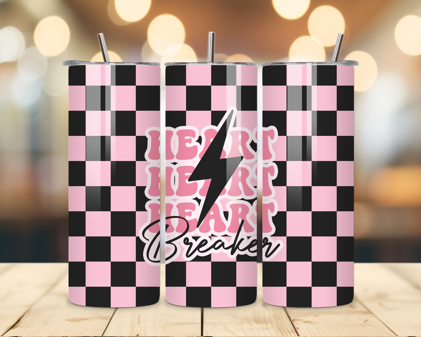 Valentine's Day - Checkered Designs - 20 Oz Stainless Steel Tumbler