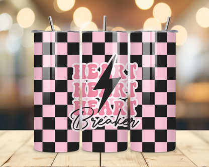 Valentine's Day - Checkered Designs - 20 Oz Stainless Steel Tumbler