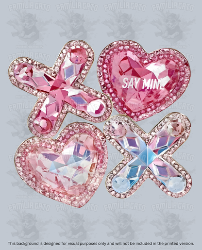 Valentine's Day - Rhinestone Pink XoXo Say Mine DTF Transfer