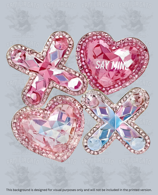 Valentine's Day - Rhinestone Pink XoXo Say Mine DTF Transfer