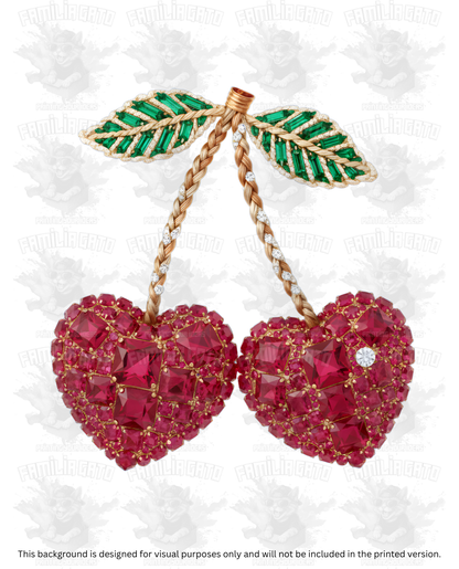 Valentine's Day - Rhinestone Cherry Hearts #7 DTF Transfer