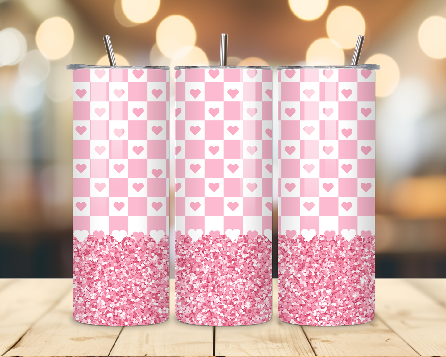 Valentine's Day - Checkered Designs - 20 Oz Stainless Steel Tumbler