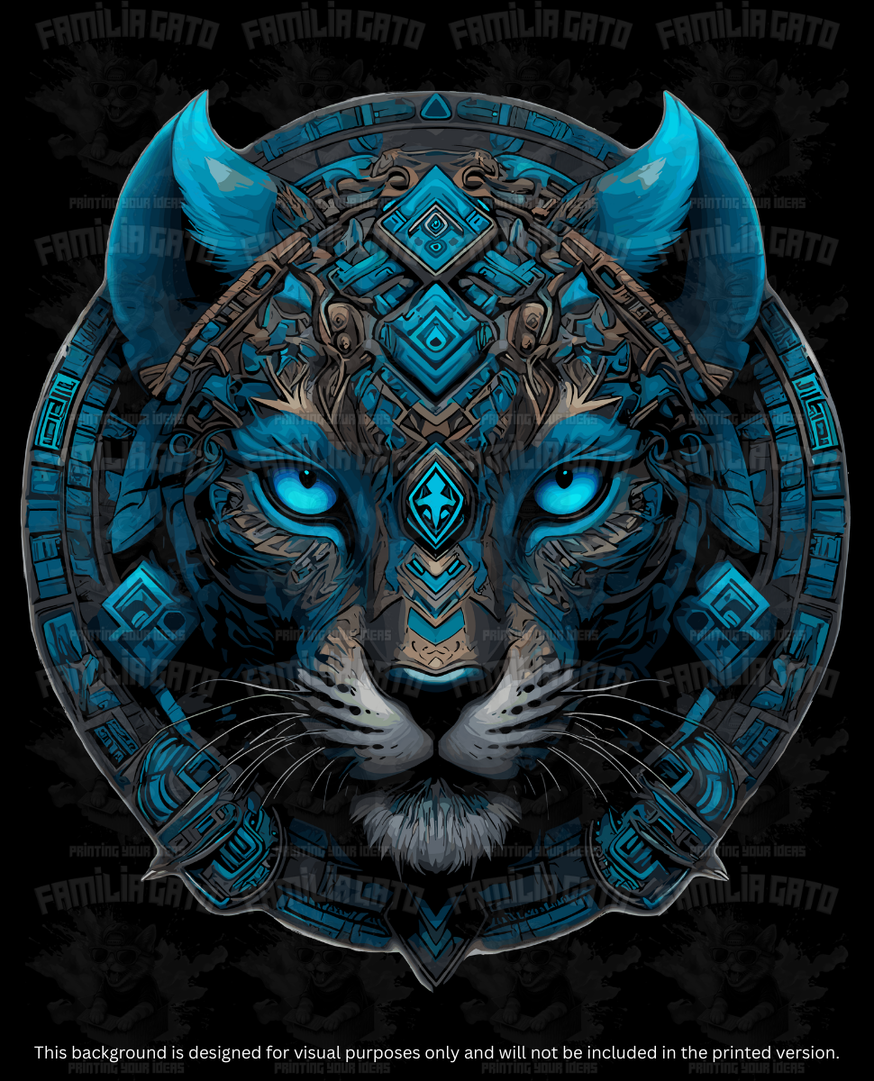 Mexican Aztec Blue Jaguar DTF Transfer