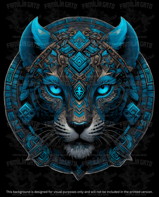 Mexican Aztec Blue Jaguar DTF Transfer