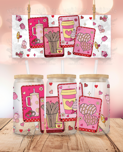 Latino Valentine's Day - Latino Valentines UVDTF Sticker Wrap For 16 oz Libbey Glass Cup