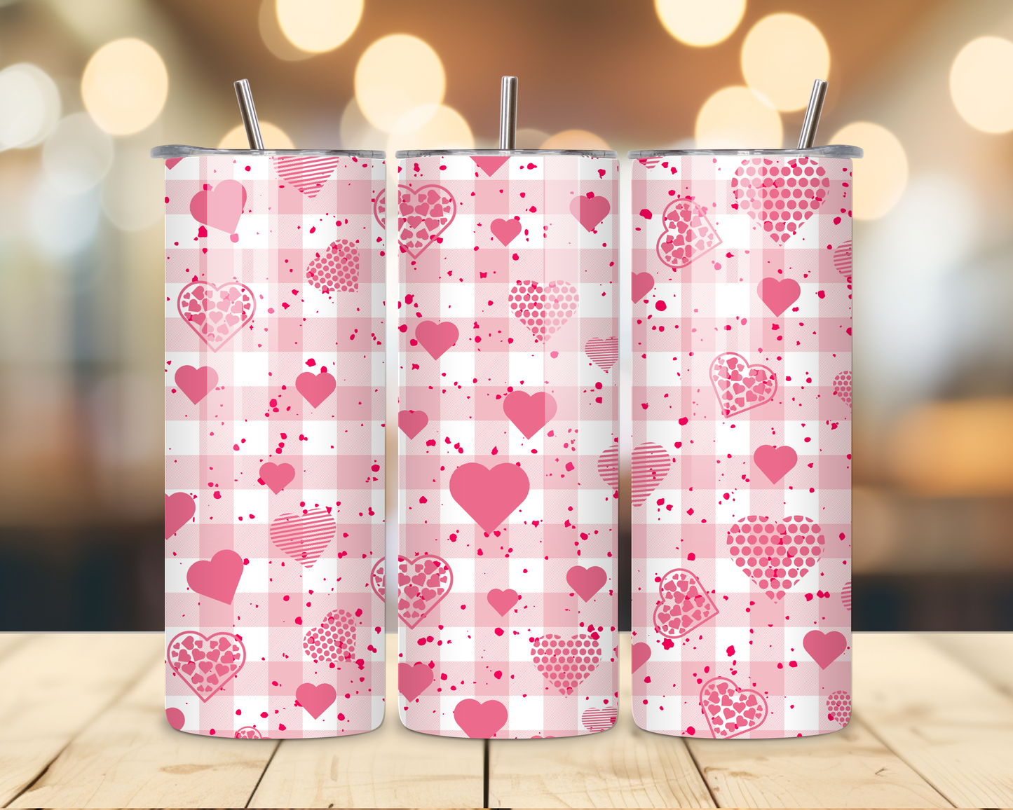 Valentine's Day - Checkered Designs - 20 Oz Stainless Steel Tumbler