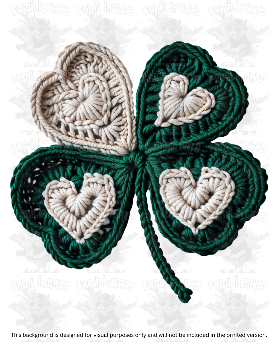 St. Patrick's Day Faux Yarn Lucky Clover #2 DTF Transfer