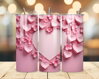 Valentine's Day - Pink 3D Effect Designs #1 - 20 Oz Stainless Steel Tumbler