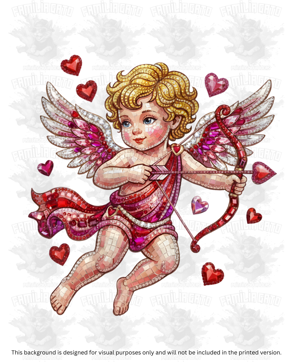 Valentine's Day - Rhinestone Classic Cupid Angel DTF Transfer
