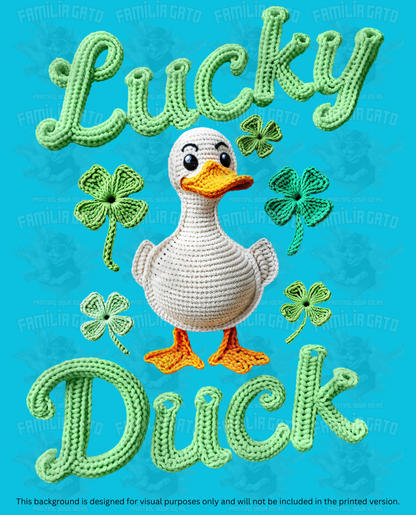 St. Patrick's Day Faux Yarn Lucky Duck DTF Transfer