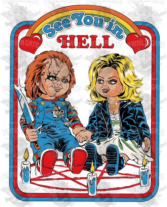 See You in Hell Halloween Horror Character DTF Transfer
