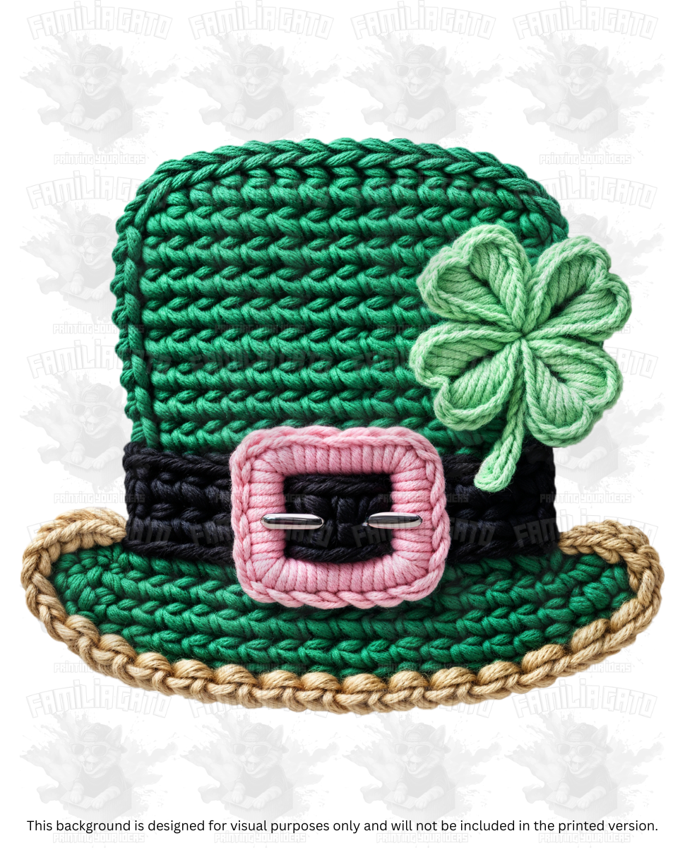 St. Patrick's Day Faux Yarn Lucky Hat DTF Transfer