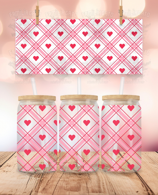 Valentine's Day - Plaid Hearts UVDTF Wrap