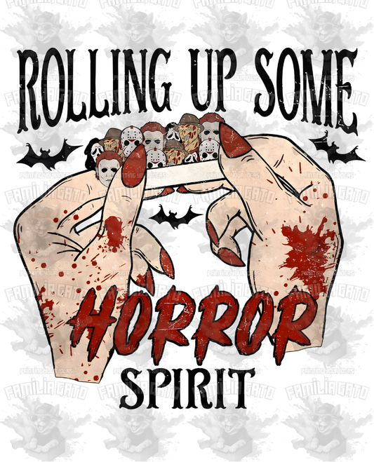 Rolling up Some Horror Spirit DTF Transfer