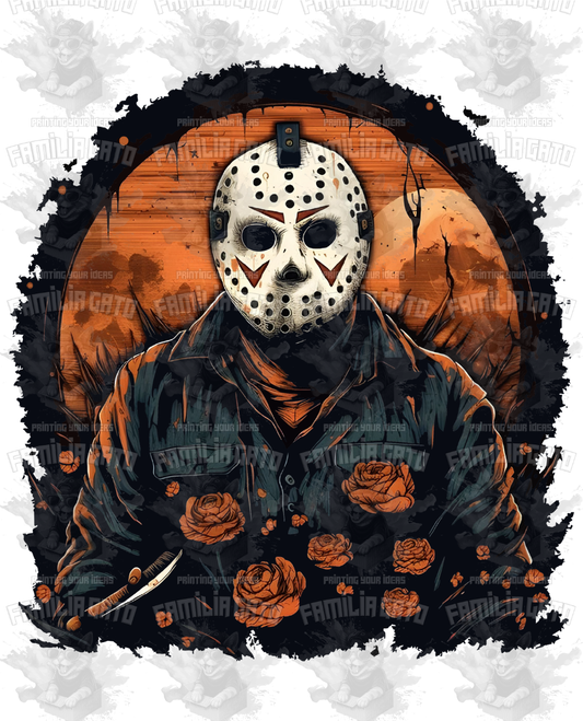 Horror Movie Character and Roses DTF Transfer