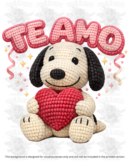 Valentine's Day - Faux Yarn Firulais Dog & Red Heart DTF Transfer
