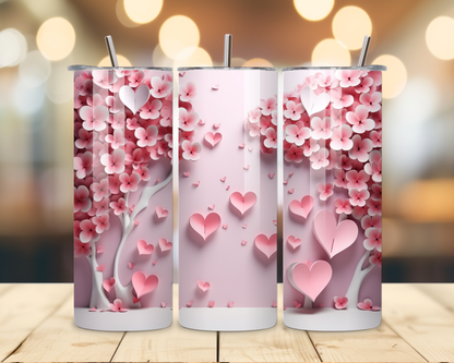 Valentine's Day - Pink 3D Effect Designs #1 - 20 Oz Stainless Steel Tumbler