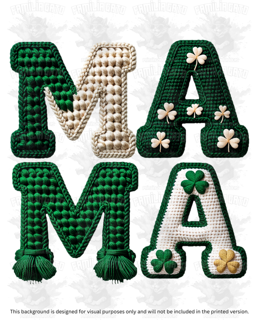 St. Patrick's Day Faux Yarn Lucky Mama DTF Transfer
