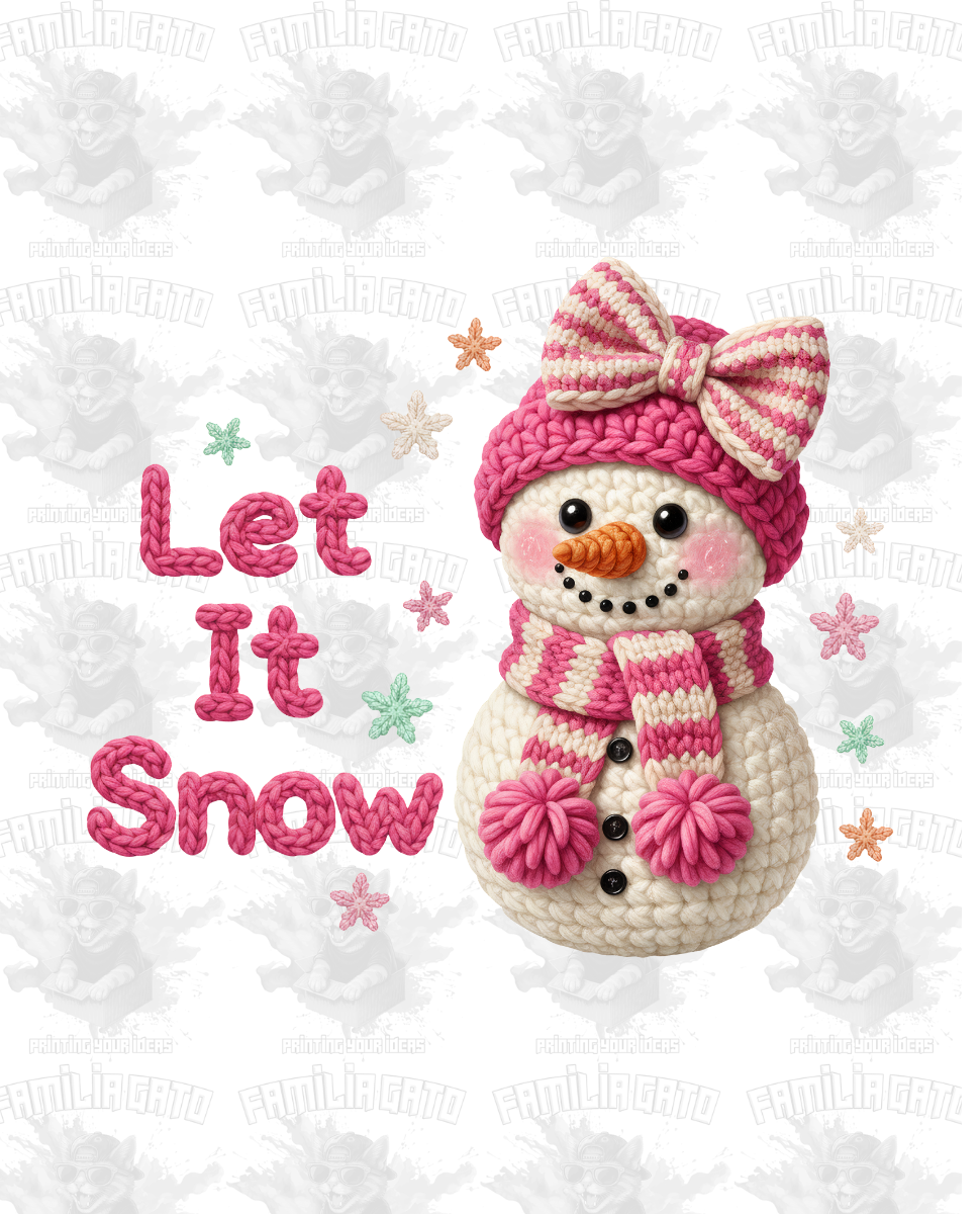 Faux Yarn Let it Snow Snowgirl DTF Transfer