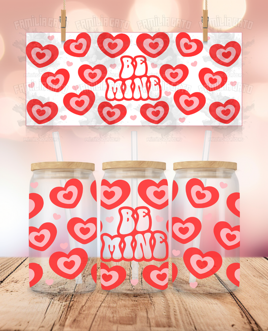 Valentine's Day - Be Mine Retro Hearts Red UVDTF Wrap