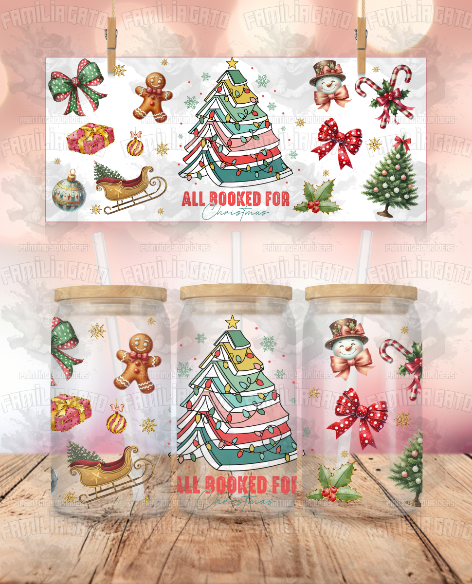 All Booked for Christmas UVDTF Wrap