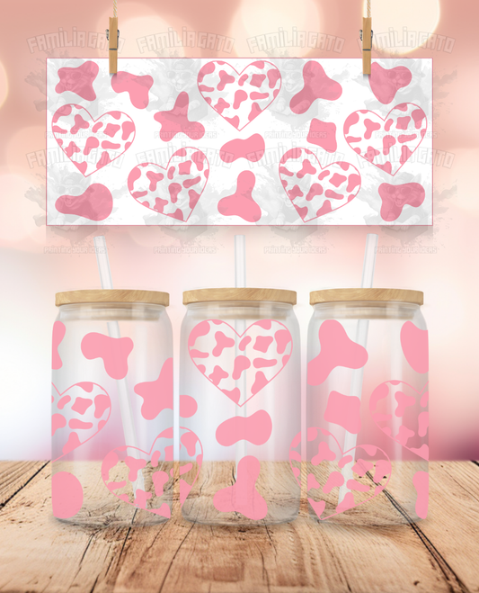 Valentine's Day - Cow Pattern Hearts UVDTF Wrap