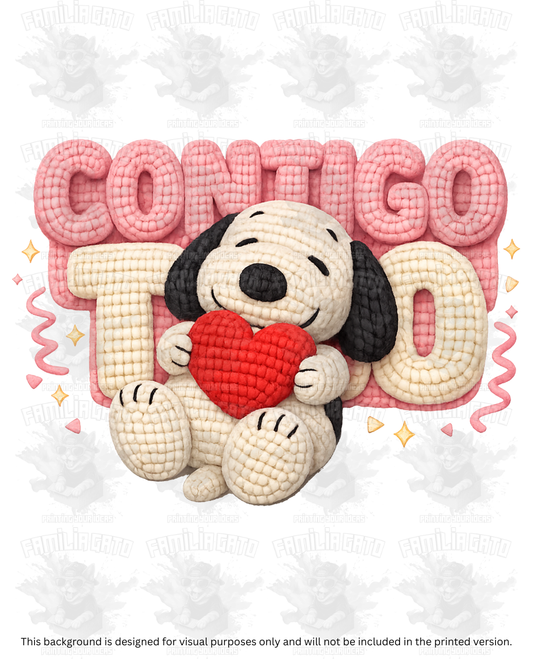 Valentine's Day - Faux Yarn Firulais Dog Contigo Todo DTF Transfer