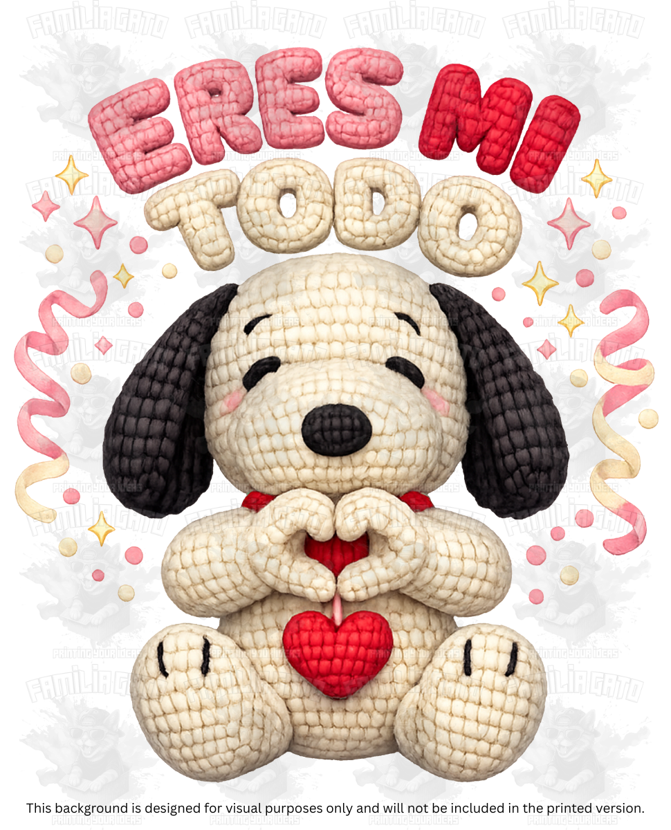 Valentine's Day - Faux Yarn Firulais Dog Eres mi Todo DTF Transfer